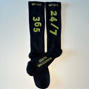 FIGS NWT NURSE WEEK Compression Socks Medium Black Yellow 24/7 365 AWESOME NURSE